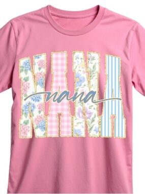 Floral CottageCore NANA Pink Graphic Tee